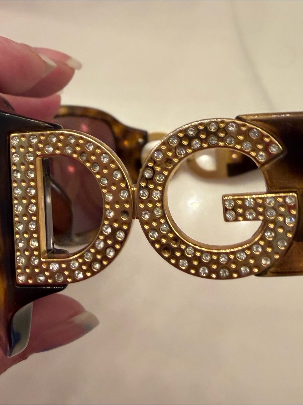 Vintage Dolce and Gabana Women’s Brown Oversized Sunglasses w Swarovski "DG"
